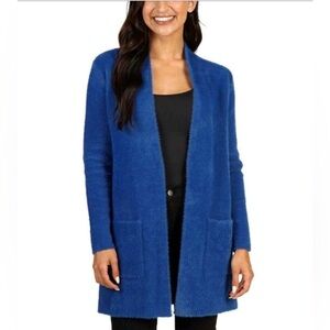 Love Token Cobalt Blue Long Fuzzy Open Cardigan Sweater 8 10 Cozy
